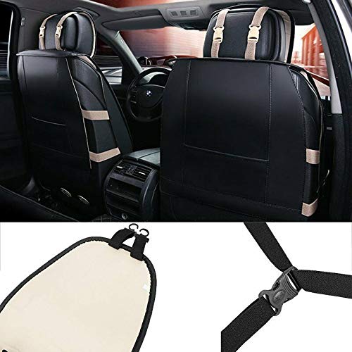 Magqoo Universal Pu Leather Car Seat Cover Full Set 5-Seat Front&Rear Cushions Full Seat With Pillows Fit For Suv Truck Van Year Round Use (Black/White Line) #TOP3