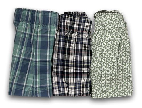 J.Crew 3 Pack Mens Underwear Cotton Boxer Shorts Size LARGE Woven Boxers (Pattern)