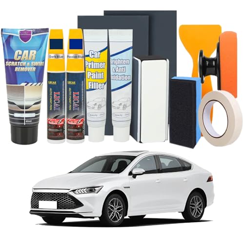 Lalieffacely Reparador Arañazos Coche, Pulimento Coche Arañazos, Kit de Quita con Pasta y Pintura para Reparación de Arañazos de Pintura y Ramitas y Clavos (Azul perla oscuro + Azul pasión)