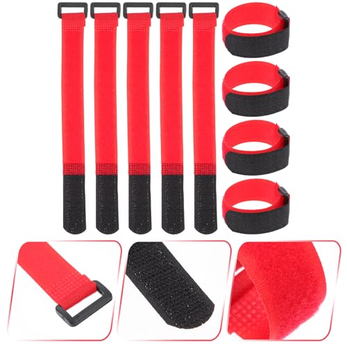 Lurrose 20 piezas de correas de nylon rojas para sujetar cables, organizador de extensión de cable para gestión en hogar y garaje, cinta reutilizable para fijar cables miniatura 3