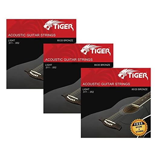 Tiger - Cuerdas para guitarra acústica (3 unidades, 11-52)