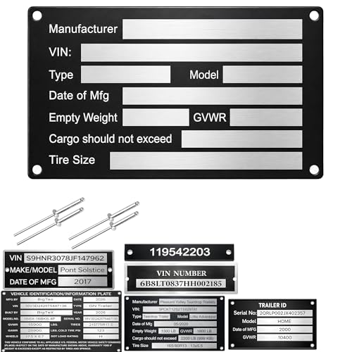 Plaque d'immatriculation vin aluminium vierge pour vos remorques de voyage