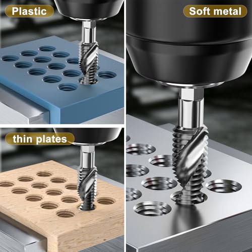 Hex Shank Titanium Plated HSS Screw Thread Metric Tap Drill Bits Screw Machine Compound Tap - image 3