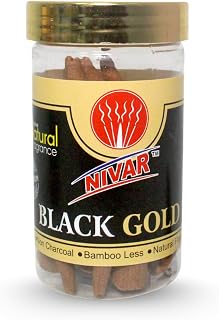 NIVAR Black Gold Herbal Dhoop Cones – Rich Traditional Aroma for Pooja & Home Use – Charcoal-Free, Bamboo-Free – 4 cm, 30 Cones in Plastic Jar