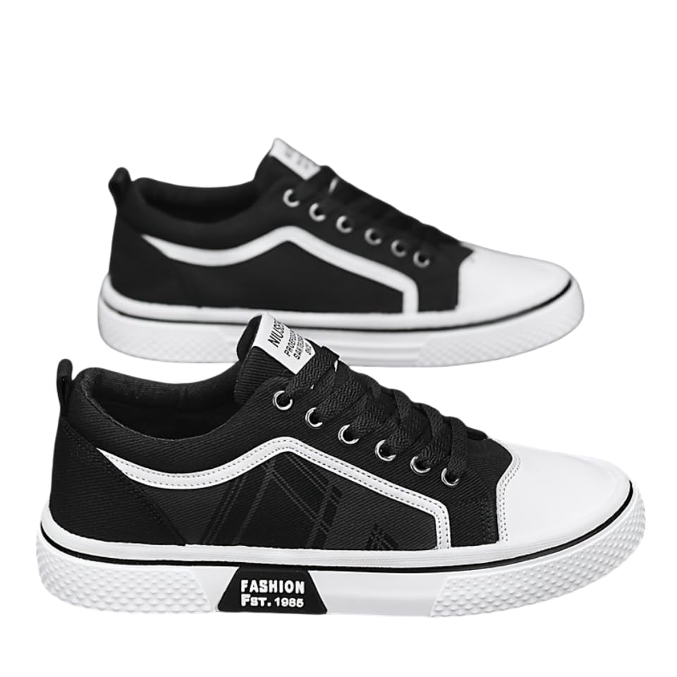 Men's Fashion Low-Top Canvas Sneakers - Lightweight Breathable Fabric, Durable PVC Sole, Lace-Up Closure for Casual Outdoor Hiking & Daily Wear