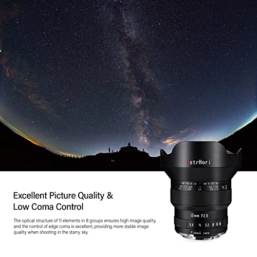 Astrhori 12Mm F2.8 Full Frame Manual Fisheye Lens 185° Ultra Wide Angle Lens For Sony E Mount Mirrorless Camera A5000,A6000,A6500,A6600,Nex-3,Nex-5,Nex-7,A7,A9,Nex-6,Etc. #TOP2