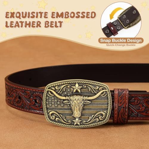 Kids Western Belt for Boys Girls Genuine Leather Cowboy Cowgirl Kids Belts