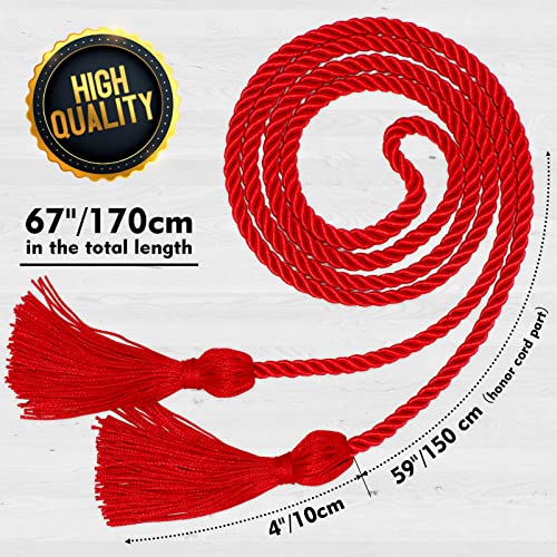 Image of Graduation Honor Cord Red Yarn Honor Cord with Tassel 67 inch Long for Graduation Ceremony