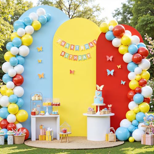 Red Yellow Blue Arch Backdrop Cover Set of 3-6ft,6.6ft,7.2ft Arch Covers