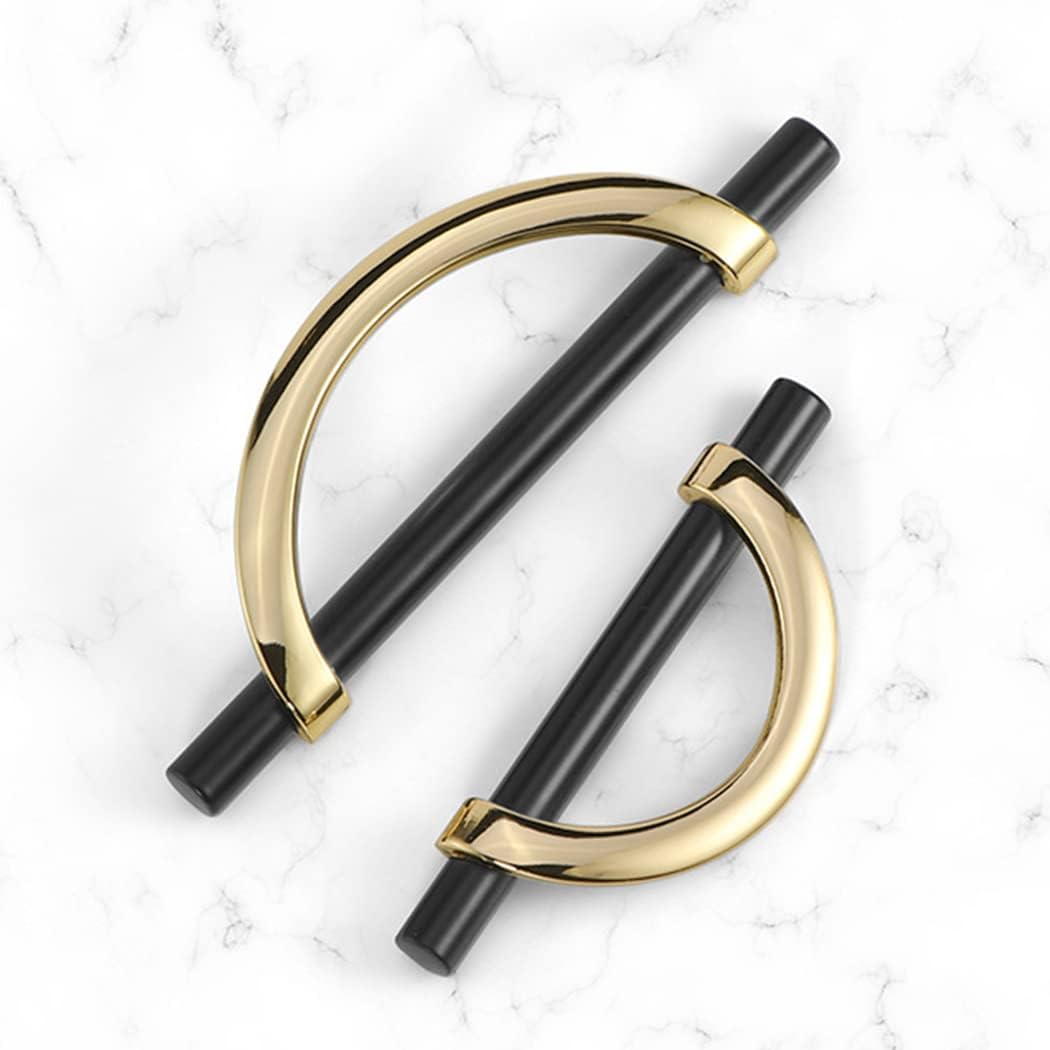 Black Gold Pulls Drawer Pulls, Half Moon Shape Pulls Black Gold Drawer Dresser