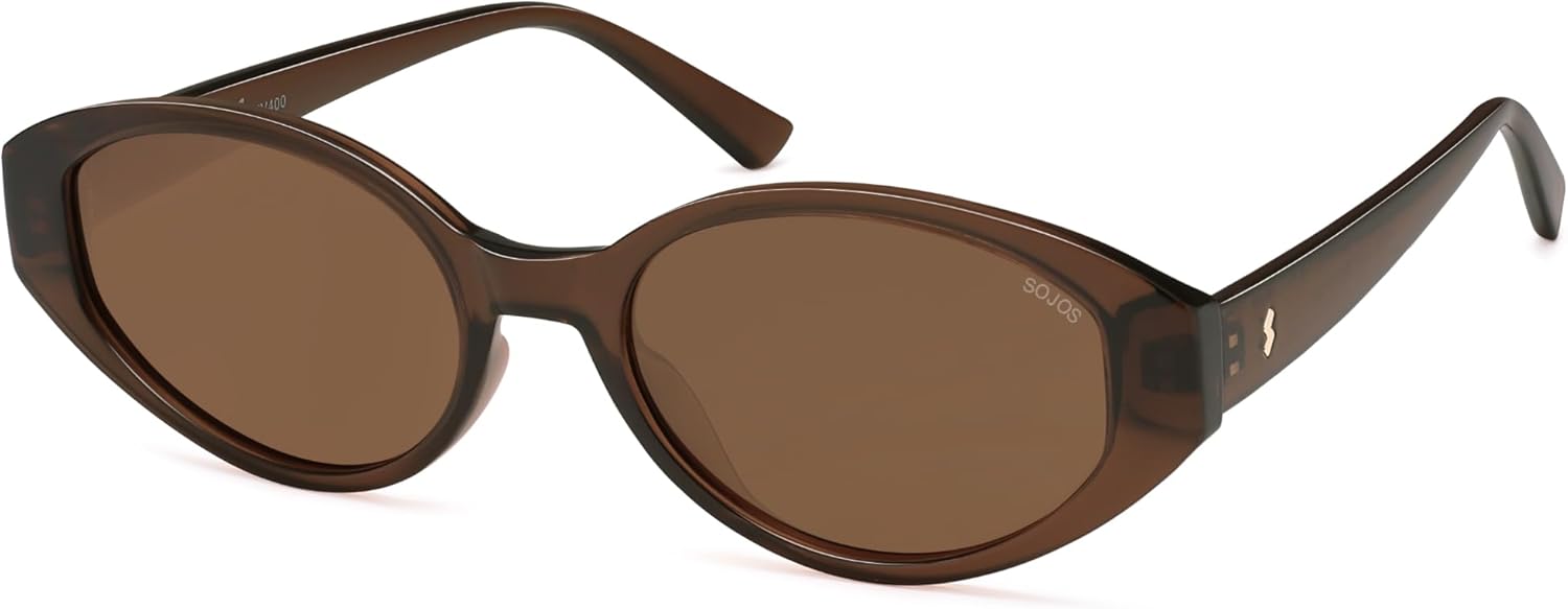 SOJOS Retro Oval Polarized Sunglasses for Women Chic Cat Eye Trendy Vintage Shades UV400 Protection