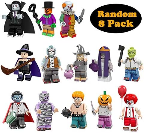 QINGQIU 8 Pack Mini Halloween Building Blocks Halloween Dolls Toys for Kids Halloween Gifts Treats Party Favors