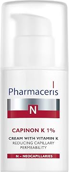 Pharmaceris N Capinon K 1%, Cream with Vitamin K, Cream for Sensitive Skin, Reduces Redness, Skin Moisturiser, Soothing Cream - 30 ml