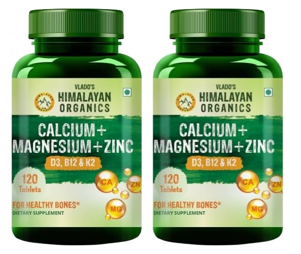 Image of Vlado's Himalayan Organics Calcium+Magnesium+Zinc D3 & B12 120 Tablet (120 No) x 2