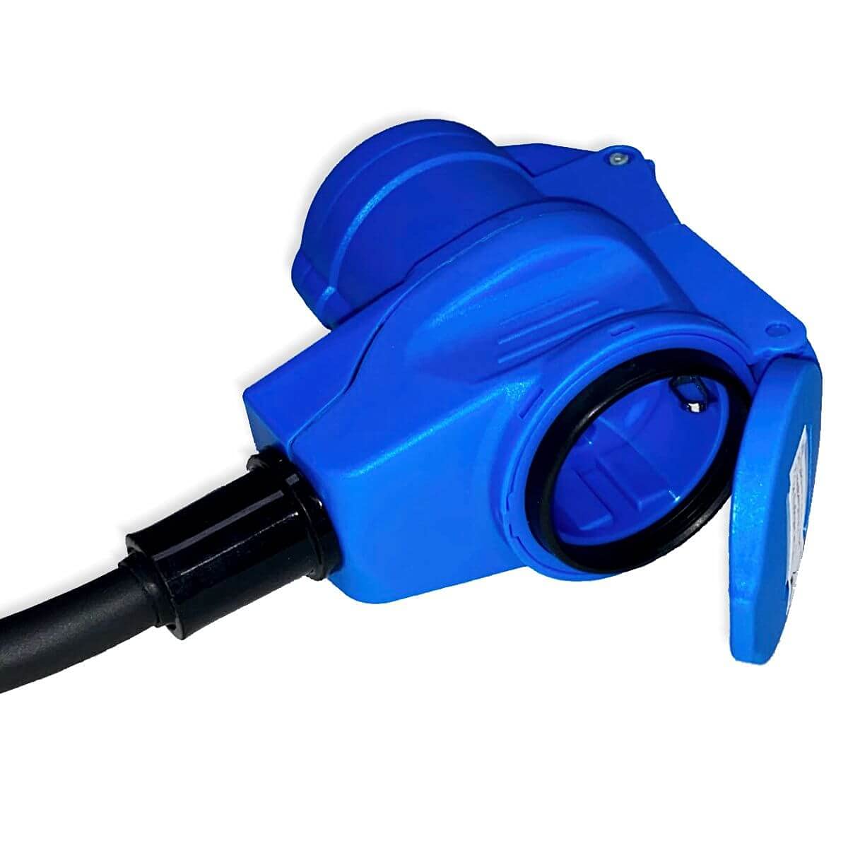 Rallonge coudée CEE vers fiche CEE - 10 m - IP44 - 230 V/16 A - 3 broches - 2,5 mm² - Pour camping, bateau, camping-car, caravane