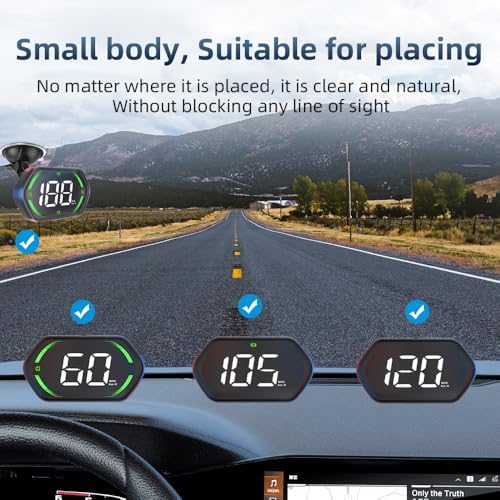 Image of Universal GPS Speedometer HUD for Cars - 2025 New Head Up Display with MPH /KMH, Overspeed Alarm, Fatigue Alert, Large LED Font, Plug & Play USB, Auto Brightness - Fits All Vehicles (Green)
