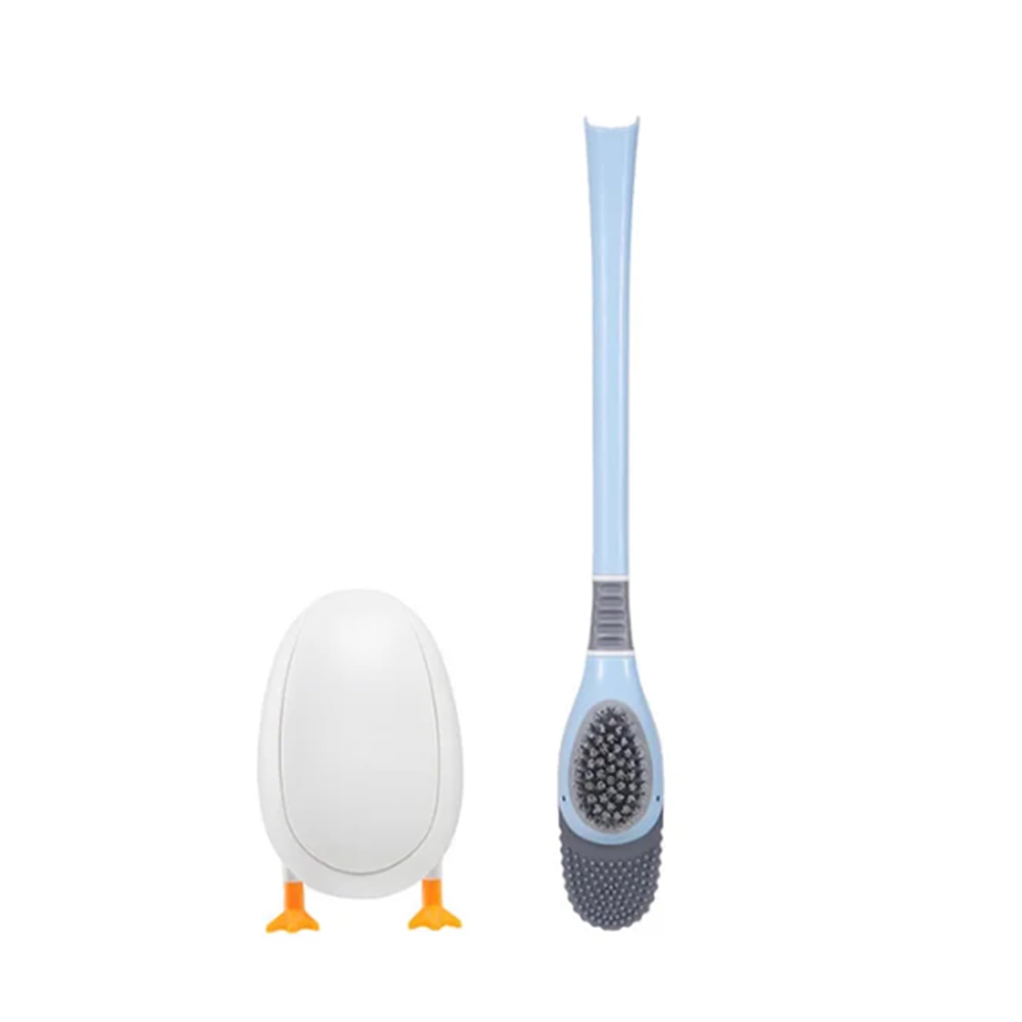 Duck Shaped Bathroom Cleaning Brush with Holder Cup | Standing Toilet Brush Set | Silicone Duck Design | 4 Colors | Blue
