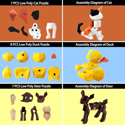 3D Magnetic Puzzle,Magnetic Animal Puzzle Toys for Adult,3PCS Cat,Deer,Duck Model Collectible Novelty Desk Decor Toy — view 2