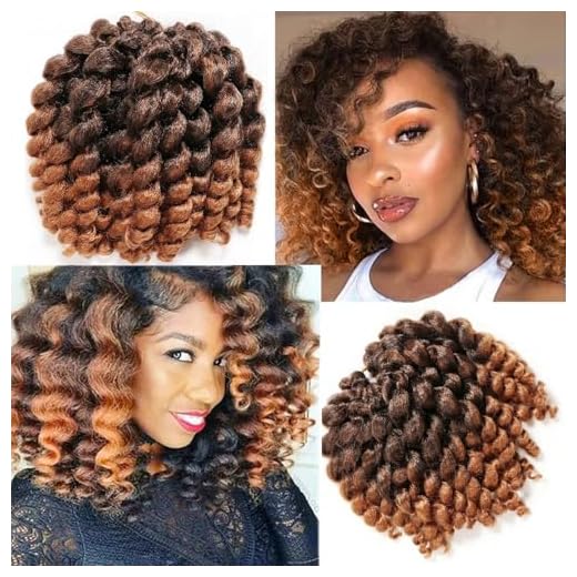 Jamaican Bounce Crochet Hair-4 Packs Deal 8 Inch Jumpy Wand Curl Crochet Hair Curly Crochet Hair For Black Women (8 Inch 4 Packs, T1B-30#)