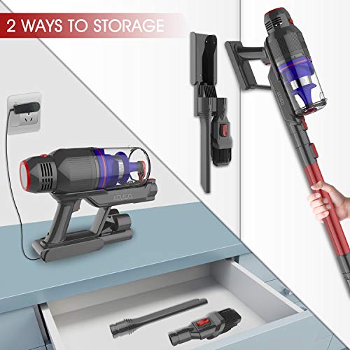 WOWGO Cordless Stick Vacuum Cleaner - 20Kpa Powerful Suction Handheld Vacuum with Adjustable Tube and HEPA Filter for Hard Floor, Carpet and Car