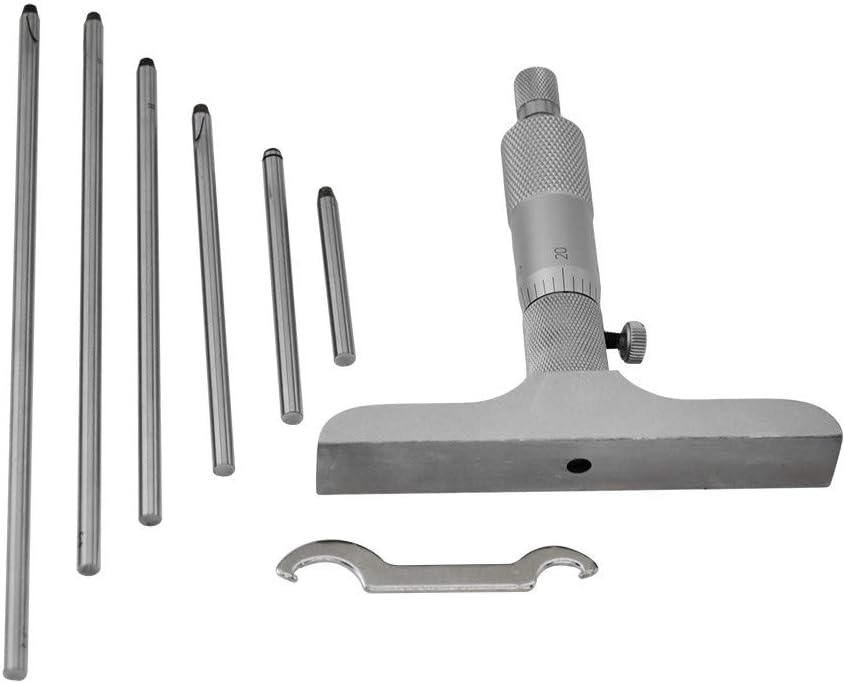 Prolinemax 0-6" Depth Gauge Depth Micrometer 4.0" Base Round Head Measuring RODS Grad .001"
