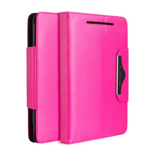 Juppa® Executive Leather Wallet Case with Stand Feature, Screen Protector, and Stylus Pen for Google Nexus 7 Tablet (Hot Pink)
