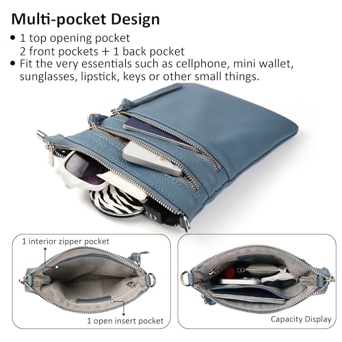 Image of befen Small Genuine Leather Crossbody Purses for Women Trendy Travel Shoulder Handbags with Multiple Zipper Pockets