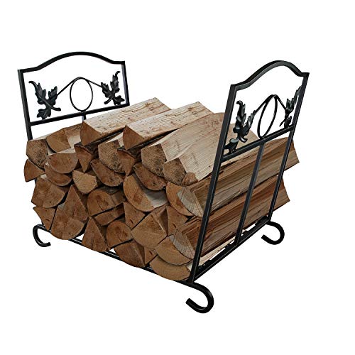 WBHome Large Capacity Firewood Rack Log Holder Wrought Iron, Firewood Stove Stacking Rack Logs Bin Firewood Storage Carrier, for Outdoor/Indoor