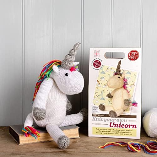 The Crafty Kit Company Knit Your Own Unicorn Kit DIY Craft Kit for Beginners  Made in The UK