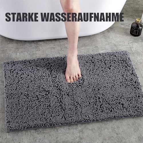 Cleany Matte Hunde, Ultra-Absorbant Schmutzfangmatte, Hundeteppich Sauberlaufmatte Super Absorbierende Bodenmatte für schlammige, nasse Pfoten und Schuhe (Grau, 80 * 120cm)