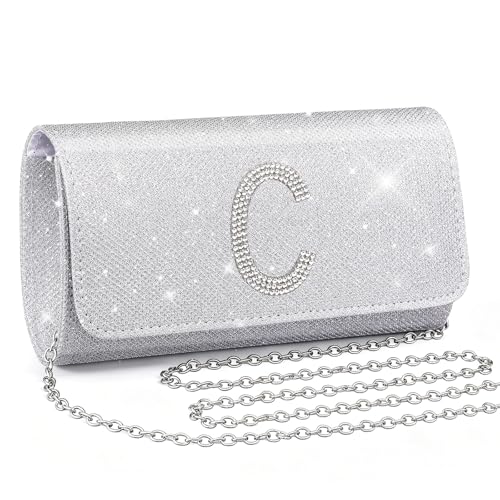 Image of Silver Clutch Purses for Women Personalized