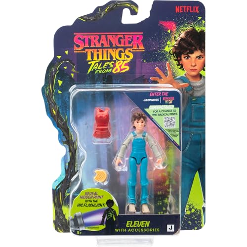 Jazwares Stranger Things: Tales from 85 Eleven - 4-Inch Articulated Action Figure with Backpack and Waffle Accessories