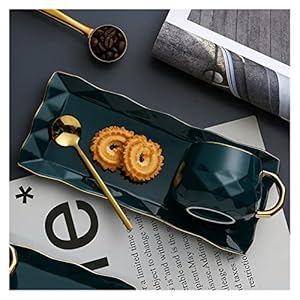 Personality Coffee Cup, Creative Coffee Cup With Spoon Dessert Bone High Tea Cups Set ​Couple Gift Ceramic Mug Cup And Saucer Set (Capacity : 300ml, Color : Set 7) (Color : Set 6)