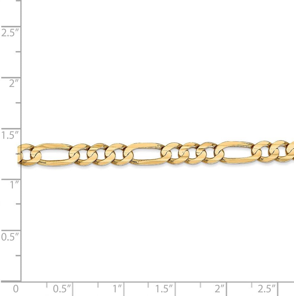 The Black Bow 5.5mm, 14k Yellow Gold, Open Concave Figaro Chain Anklet or Bracelet
