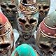 Asotagi Totenkopf Bombe, Kleine Rostige Atomische Explosion Kopf Dekor, Handgemachte Harz Schädel Bomb Dekorationen mit Graffiti und Atom Logos, Halloween Party Spukhaus Requisiten
