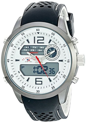 U.S. Polo Assn. Sport Men's US9506 Analog-Digital Display Silver-Tone Watch with Textured Band