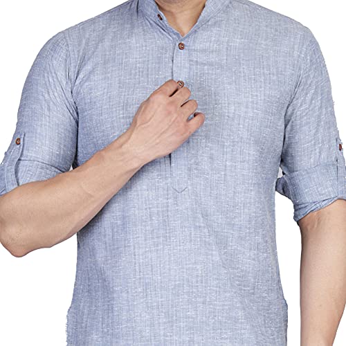 Image of TAHVO Men's Casual Cotton Kurta Shirt, Short Kurta