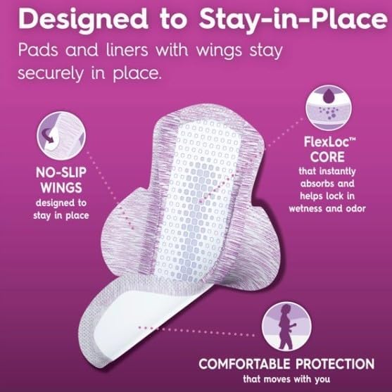 Miniatura 3 de Poise Ultra Thin Active Women's Moderate - Almohadillas de incontinencia posparto regular con alas, 34 unidades