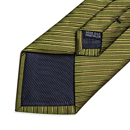 Image of DiBanGu Mens Silk Necktie Solid Color Tie and Pocket Square Cufflink Tie Clip Set Woven Plain Ties for Men Wedding Party