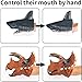 KIDAMI Dinosaur & Shark Toys Puppets Hand Puppet Set Role Play Rubber Soft Touch Realistic for Kids and Adults (4 Pack)