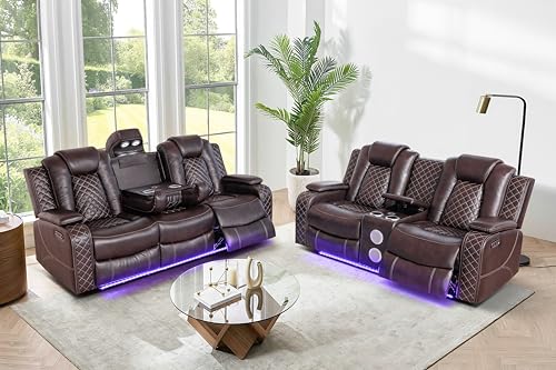 Image of Ball & Cast Power Recliner Sofa Set, Reclining Home Theater Seating 3PCS