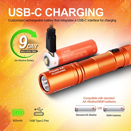 Acebeam Pokelit Aa Rechargeable Mini Flashlight With Clip, 550 High Lumens Pocket Edc Flashlight, Super Bright Small Flashlight, 90+ High Cri Led Flashlight For Camping, Hiking, Everyday Use(Orange) #TOP5