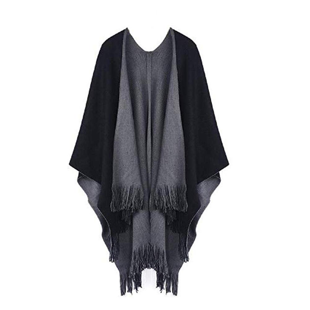 Dylandy Scarves Shawl Neck Wrap Simple Versatile Double-Sided Split Cashmere Cloak Scarf Dual-use Thick Warm Monochrome Shawl Scarf Christmas Gifts for Women(Dark Grey)