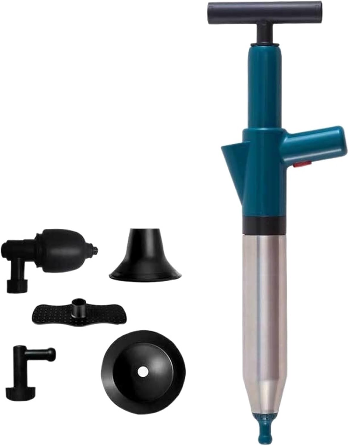 SciBor Toilet Plunger,High Pressure Air Drain Blaster Kit, Stainless Steel Plungers for Bathroom/Floor Drain/Shower/Sink/Bathtub/Clogged Pipe (Color : Grey)