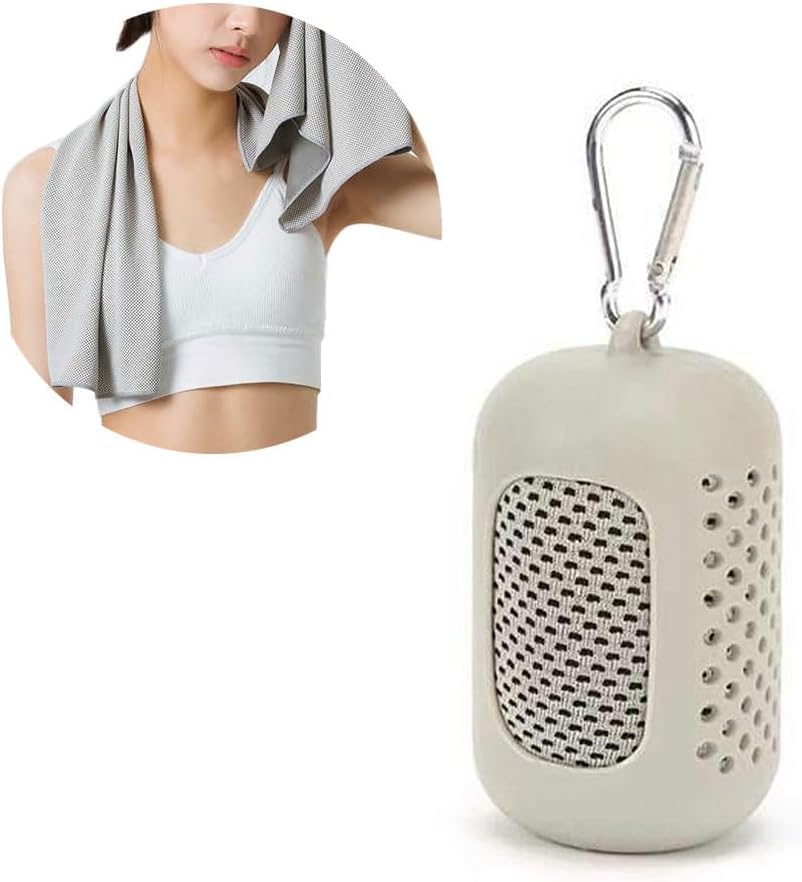 Cooling Towel with Silicone Storage Bag, Soft Breathable Chilly Towel Yoga Towels for Sport, Running, Gym, Workout, Camping, Fitness Ice Towel, Microfiber Sport Towel for Quick Cool Down, Grey