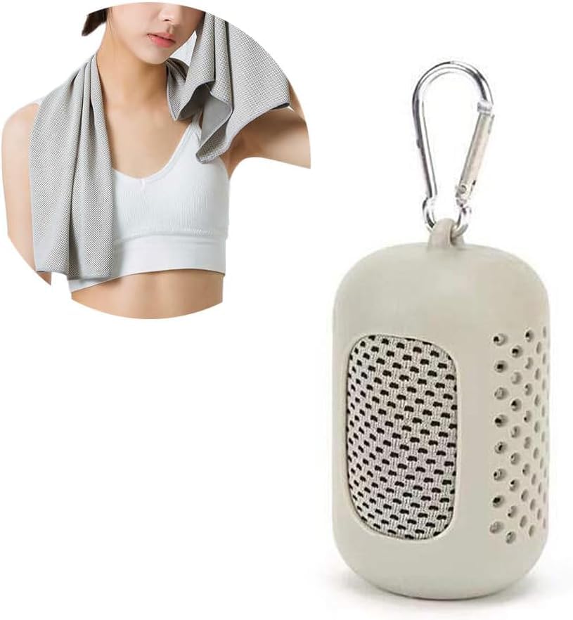 Cooling Towel with Silicone Storage Bag, Soft Breathable Chilly Towel Yoga Towels for Sport, Running, Gym, Workout, Camping, Fitness Ice Towel, Microfiber Sport Towel for Quick Cool Down, Grey