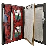 Flower Painting PU Leather Padfolio Ring Binder with Removable Clipboard, Organizer Portfolio File F