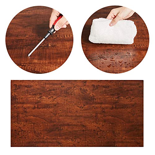 Ushow Computer Desk 63" Modern Simple Style For Home Office Bedroom Black Metal Frame And Large Workstation, Sandalwood Board Black Leg, Dark Rustic,Sandalwood #TOP6