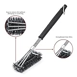 BARBECUE GRILL BRUSH - HEAVY DUTY STAINLESS STEEL 3 In 1 BRUSHES 18