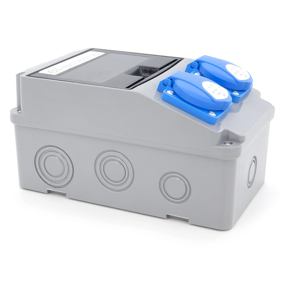 ELS Elektrotechnika Distribuidor de enchufes Schuko 2 x 230 V + fusibles, 2 x LS C16 + FI40, cable y listo para conectar, para interiores y exteriores, IP54